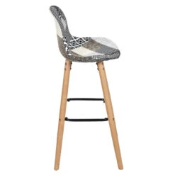 Tabouret De Bar Patchwork Gris Pieds Bois -ATMOSPHERA Soldes Boutique tabouret de bar patchwork gris pieds bois 2