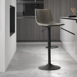 Tabouret De Bar Réglable Trevi PU Gris -ATMOSPHERA Soldes Boutique tabouret de bar reglable trevi pu gris 1 2