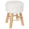Tabouret Fourrure Blanc Atmosphera -ATMOSPHERA Soldes Boutique tabouret fourrure blanc atmosphera