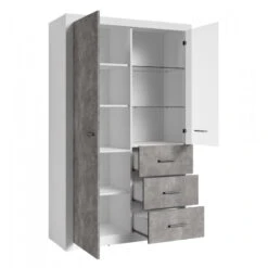 Vitrine 2 Portes Blanc Et Gris Béton Gent -ATMOSPHERA Soldes Boutique vitrine 2 portes blanc et gris beton gent 2
