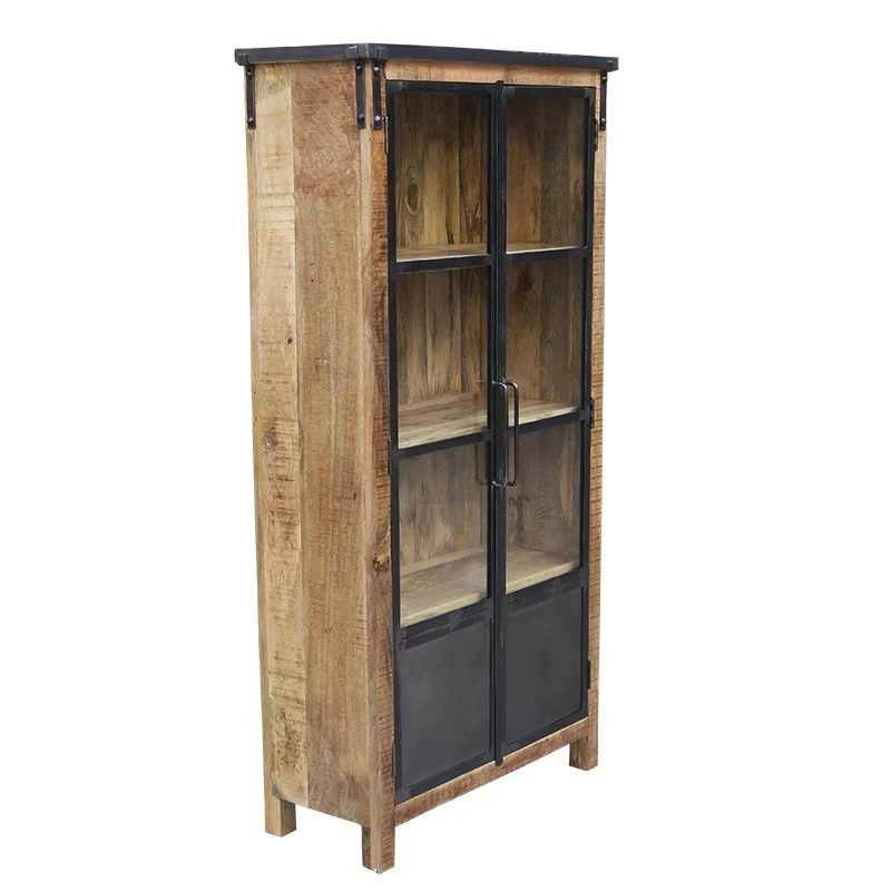 Vitrine 2 Portes Bois De Manguier Et Métal 2 Vitrine 2 Portes Bois De Manguier Et Métal – Image 2