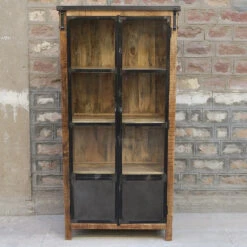 Vitrine 2 Portes Bois De Manguier Et Métal 9 Vitrine 2 Portes Bois De Manguier Et Métal -ATMOSPHERA Soldes Boutique vitrine 2 portes bois de manguier et metal 1 2