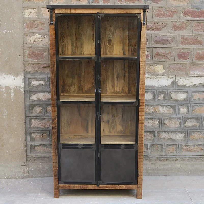 Vitrine 2 Portes Bois De Manguier Et Métal 3 Vitrine 2 Portes Bois De Manguier Et Métal – Image 3