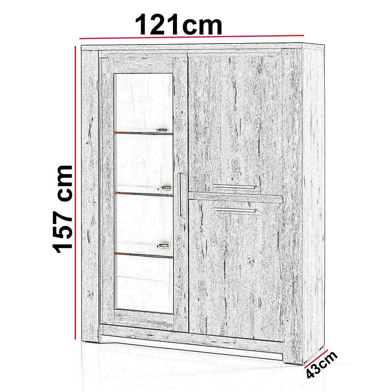 Vitrine 3 Portes LED Coloris Bois Clair Warschau 4 Vitrine 3 Portes LED Coloris Bois Clair Warschau – Image 4