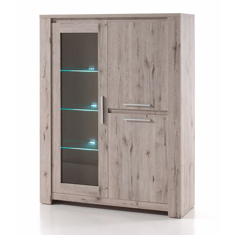 Vitrine 3 Portes LED Coloris Bois Clair Warschau 1 Vitrine 3 Portes LED Coloris Bois Clair Warschau