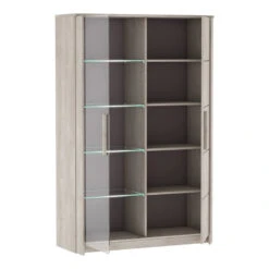 Demeyere Vitrine LED 2 Portes CANNES Chêne Champagne/béton Clair 8 Demeyere Vitrine LED 2 Portes CANNES Chêne Champagne/béton Clair -ATMOSPHERA Soldes Boutique vitrine led 2 portes cannes chene champagne beton clair 1