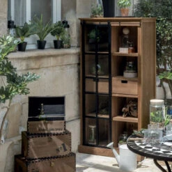 Vitrine Porte Coulissante Danik 2 Tiroirs Atmosphera 9 Vitrine Porte Coulissante Danik 2 Tiroirs Atmosphera -ATMOSPHERA Soldes Boutique vitrine porte coulissante danik 2 tiroirs atmosphera 1